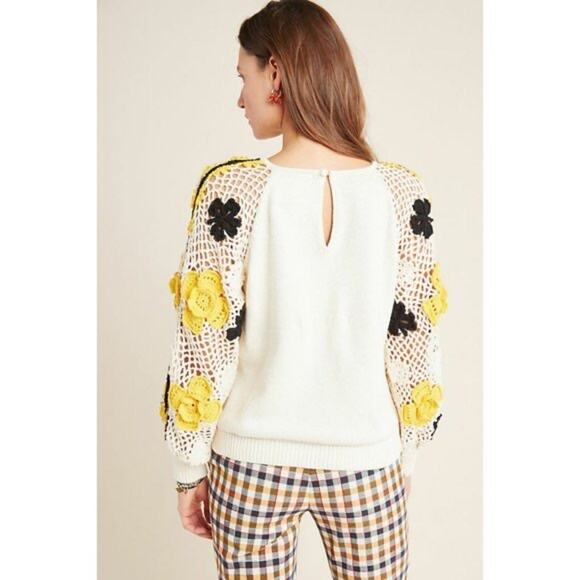 Stella Pardo Paris Lisa Sweater Hand Made Open Flower Crochet Size XS/Small $405 - Picture 14 of 15